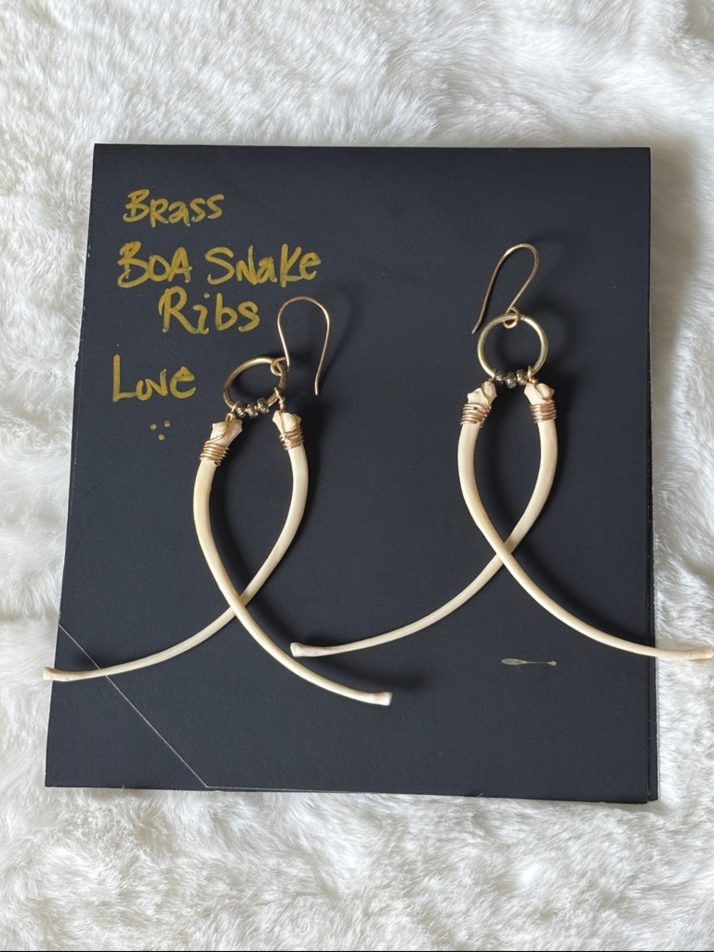 Brass Boa Snake Ribs Earrings